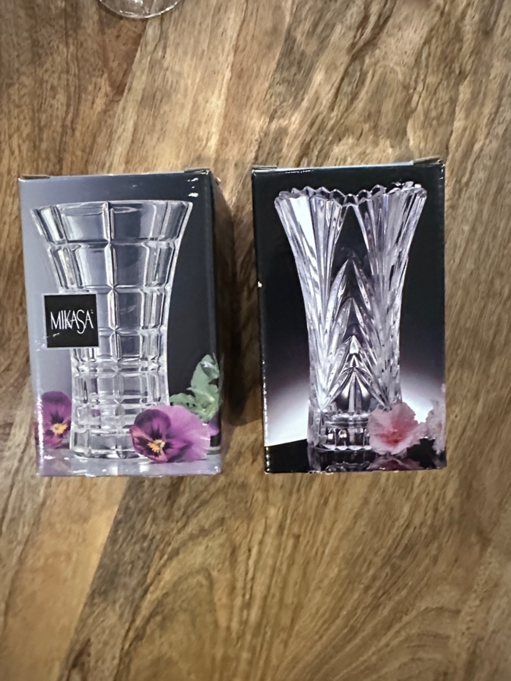 Mikasa Clear Cut-Glass Pair of Decorative Bud Vases NEW